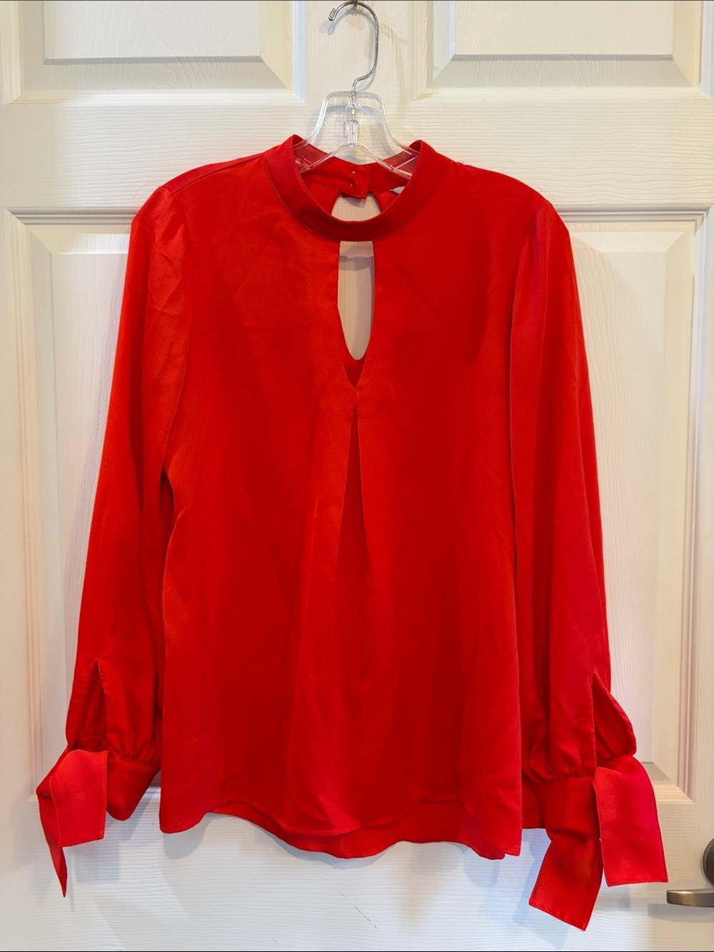 CROSBY by Mollie Burch Orange Keyhole Tie-Cuff Blouse